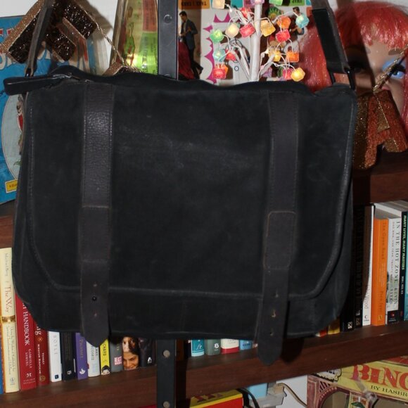 All Saints Other - AllSaints Thorpe Messenger Bag Black Suede & Leather XL Orig $499 Excellent